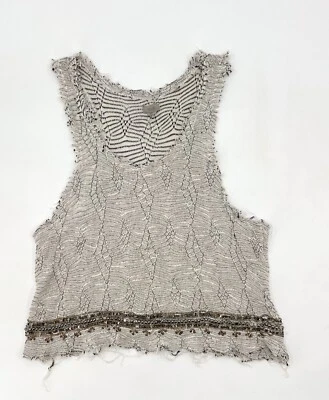 Ecote Shirt Womens medium Gray Sleeveless Blouse Pullover Embroidered - Image 1 of 4