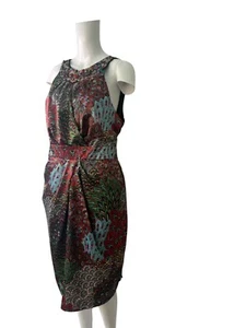 Abito body Julien MacDonals taglia 16 donna paisley raso perline NUOVO EU44 PREZZO AL PUBBLICO £ 65 - Foto 1 di 12