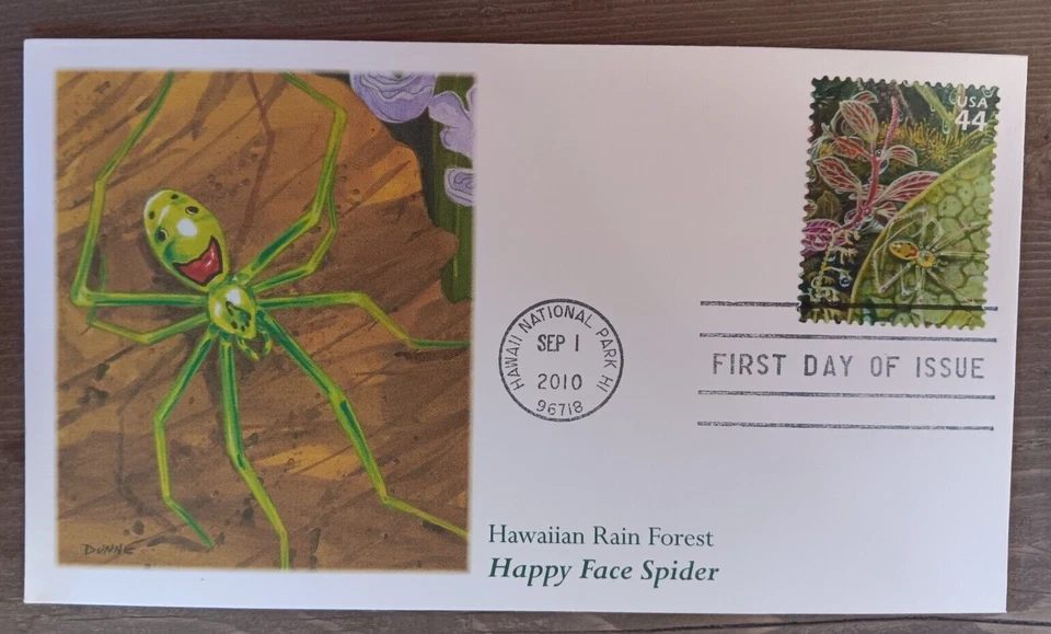 HAPPY FACE SPIDER  HAWAIIAN RAIN FOREST FLEETWOOD CACHET  2010 FDC UNADDR - Image 1 of 1