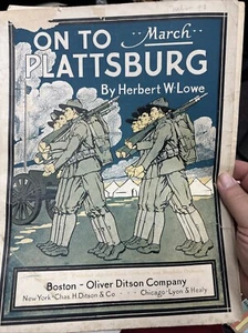 A 1916 WW1 11x14 Noten "On To Plattsburg" von Herbert Lowe - Bild 1 von 2