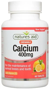 Calcio masticable Natures Aid, 400 mg con 60 tabletas para huesos y dientes3 - Imagen 1 de 4