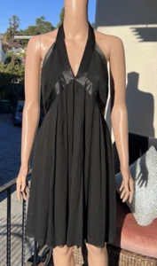 Carmen Marc Valvo Little Black Dress Babydoll Halter Wimpsygoth Pleated Skirt - Picture 1 of 8