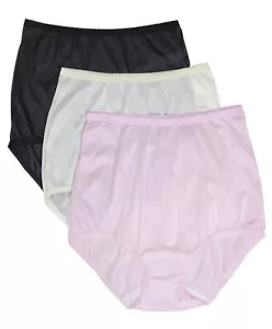 Shadowline Panties Women's Brief Nylon Underwear Vintage Style High Waist 3 Pk - Picture 1 of 8