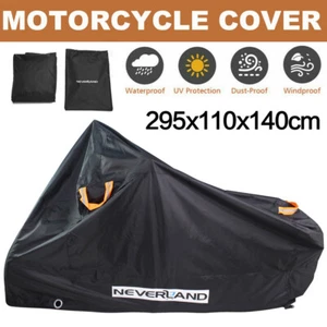 XXXL 116in 210D Motorcycle Cover Waterproof Snow Dust UV Scooter Protector Black - Picture 1 of 18