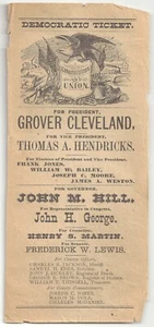 1884 NH Stimmzettel CLEVELAND & HENDRICKS demokratisches Ticket VERFASSUNG & UNION - Bild 1 von 3