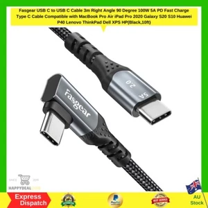 USB C to USB C Cable 3M Right Angle 90 Degree 100W 5A PD Fast Charge Type C 3m - Picture 1 of 6