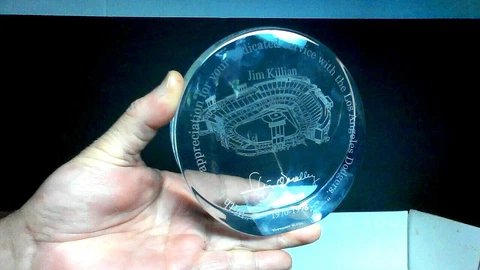 RARE VINTAGE LOS ANGELES DODGERS & TIFFANY CO. RETIREMENT GIFT GLASS PAPERWEIGHT Cover
