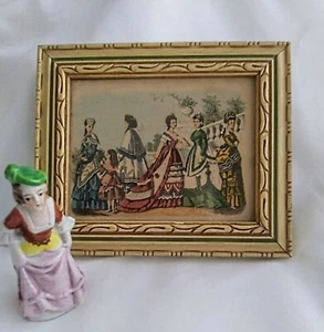 VINTAGE MINITURE LOT MADE IN JAPAN FIGURINE & FRAMED ART PUB CO. PRINT 1871 ERA - Picture 1 of 11