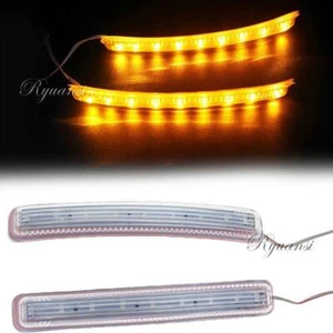 2PCS Universal Amber 9 LED Car Side Mirror Turn Signal DRL Indicator Light Strip - Picture 1 of 5