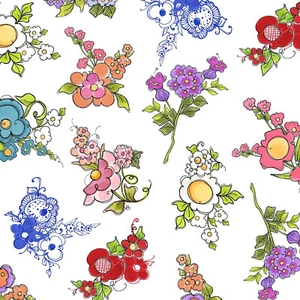 Loralie Designs Mixed Bouquets White Fabric BTY 692-381 from Joy Journey