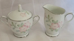Noritake Enchantment Sugar Bowl w/ Lid Creamer Silver Trim Vintage 2754 NEW - Picture 1 of 9