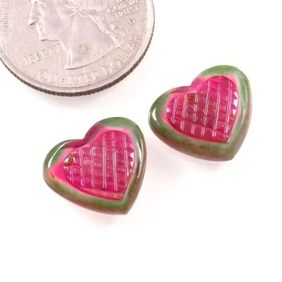 Loose Gemstone Natural Certified Bio Tourmaline Hand Carved Fancy Heart A396 - Image 1 of 3