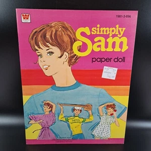 Libro de muñecas de papel vintage SIMPLY SAM Whitman c1980 completo sin cortar #1981-3 - Imagen 1 de 7