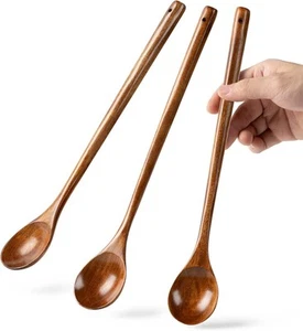 3PCS Large Wooden Spoons for Cooking, 13Inch Extra Long Handle Brown - Picture 1 of 5