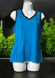 Women Danskin Now Blue Sleeveless Cotton Blend Pullover Top Sz L - Picture 1 of 6