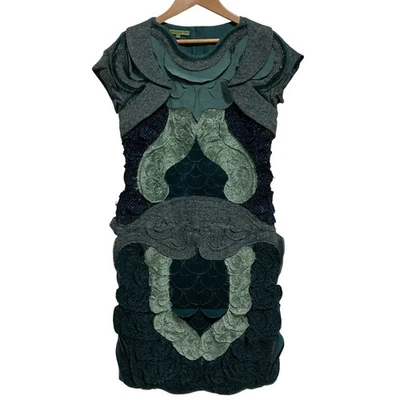 Vestido ajustado VIVIENNE TAM mezcla de seda manga francesa talla 0 gris verde para mujer USADO Foto 1 de 4