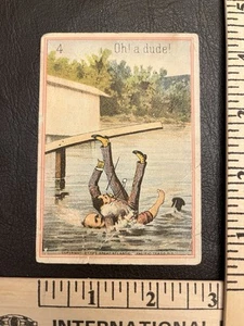 Great Atlantic Pacific Tea Co.NY Victorian Era Trade Card Drowning Nice boots - Picture 1 of 2