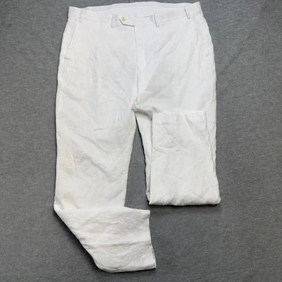 Lauren Ralph Lauren Pantalones Hombres 40x32 Blanco Lino Vestido Pantalones Playa Fiesta Foto 1 de 4