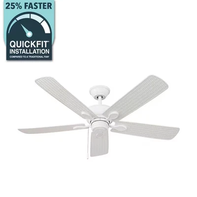 Hampton Bay Staysail 52 in. Indoor/Outdoor Matte White Ceiling Fan (Wet Rated) - Image 1 of 4