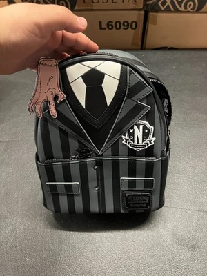 Loungefly Wednesday Addams Family Exclusive Nevermore Cosplay Mini Backpack - Image 1 of 4