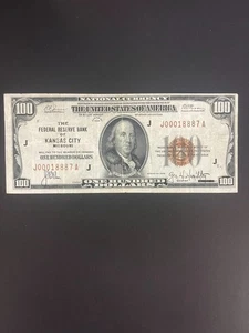 1929 National $100 Federal Reserve Bank of Kansas City Missouri. Very Fine. - Picture 1 of 2