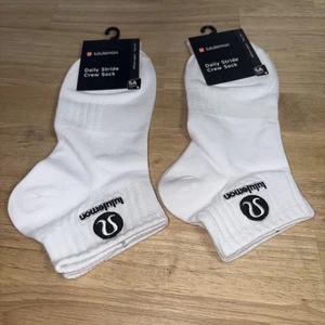 Lululemon Men Daily Stride Crew Ankle Socks 2 Pair White - Picture 1 of 5