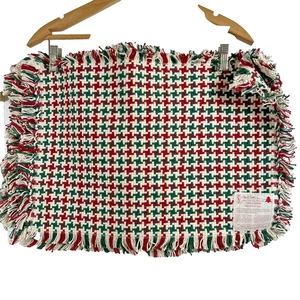 Lot de 4 napperons Park B. Smith neufs avec étiquettes rouge vert 100 % coton pied de poule vacances - Photo 1/4