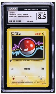 1999 😺 Pokemon GERMAN 1st Edition Base Set Voltobal-Voltorb 67/102 CGC-8.5 - Image 1 of 2