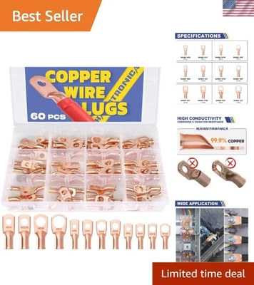 Универсальные медные обжимные разъемы 60 шт. - идеально подходят для автомобильных и солнечных проектов - Изображение 1 из 4