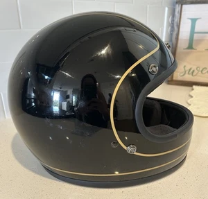 Biltwell Gringo Motorcycle Helmet Gloss Black And Gold Size Large Excellent Cond - Bild 1 von 10