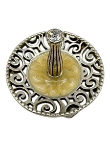BRIGHTON Lacie Daisy Ring Holder SWAROVSKI Crystal Silver Plate Mother Of Pearl - Picture 1 of 4
