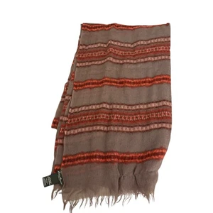 Bufanda Eddie Bauer para mujer talla única flecos 100 % lana manta grande a rayas - Imagen 1 de 8