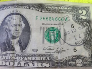 1974 $2.00 First Distributed North Carolina - [teller 12] triple 6's + 2 -6's - Picture 1 of 5