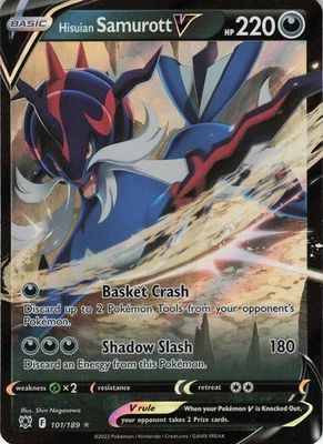 Hisuian Samurott V 101/189 Ultra Rare Holo SWSH10: Astral Radiance NM Pokémon - Image 1 of 2