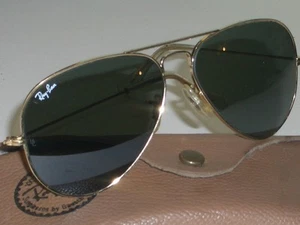 GAFAS DE SOL AVIADOR CHAPADAS EN ORO G15 62[]14 MM VINTAGE B&L RAY BAN HECHAS EN EE. UU.  - Imagen 1 de 9