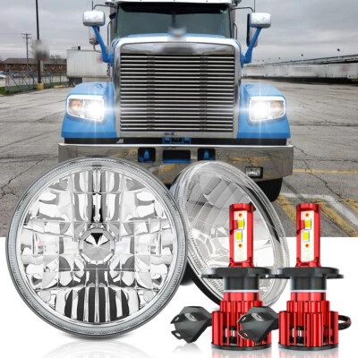 for Freightliner Coronado 2001-2016 Pair 7" inch Round LED Headlights Hi/Lo Beam - Изображение 1 из 4