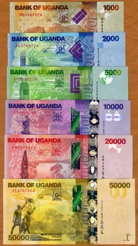 SET, Uganda 1000;2000;5000;10000;20000;50000 2017-2021 P-49-50-51-52-53-54 UNC Cover