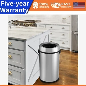 Open Top Trash Can 65L / 17Gal Commercial Grade Heavy Duty Brushed Stainless - Picture 1 of 8