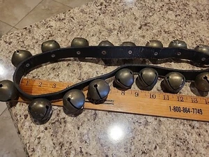 Vintage 30 bells Sleigh Bells Leather Strap w/ Buckle - Picture 1 of 9
