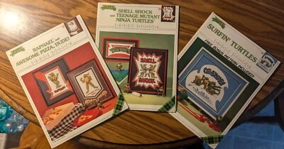 Teenage Mutant Ninja Turtles Vintage 1990 Cross Stitch Patterns Lot of 3 #9001 - Image 1 of 4