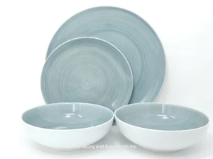 Mikasa Savona Grey Dinnerware Set of 4 pc, Bowls/Salad/Dinner Plates, Porcelain - Picture 1 of 24