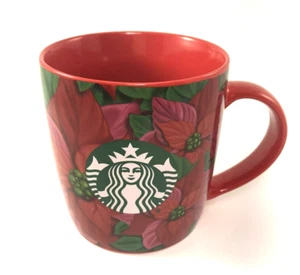 Taza de té café Starbucks 12 OZ vacaciones Navidad flor de pascua cerámica roja - Imagen 1 de 4