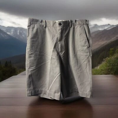 Lands End Chino 短裤男式 38 码灰色斜杠口袋 10.5 英寸内缝学院风 — 第 1/4 张图片