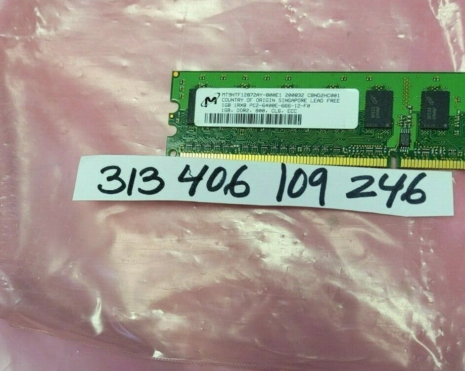 1GB DDR2 CL6  PC PC2-6400E DDR2-800 6400E 800 240PIN ECC  NON-REGISTERED 1RX8  - Image 1 of 1