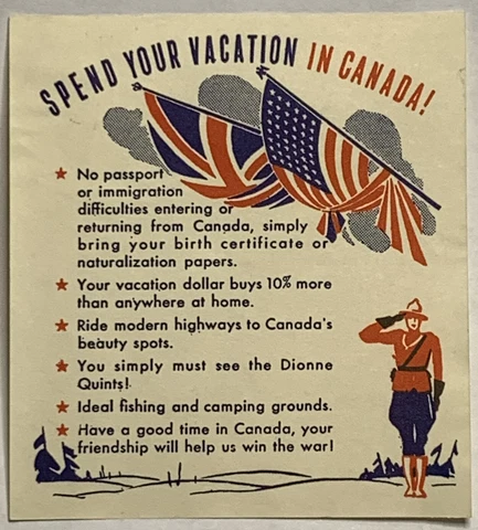 EARLY SPEND YOUR VACATION IN CANADA POSTER STAMP, VERY INTERESTING AND RARE Cover