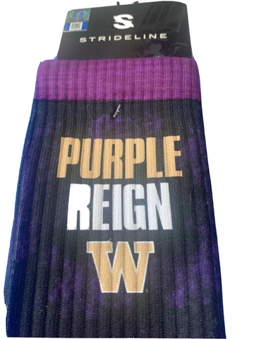 Washington Huskies Strideline Reign Purple Crew Socks Size M/L Cover