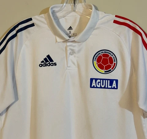 Colombia Futbol Soccer Polo Shirt Men's Size Small adidas Football White color Cover