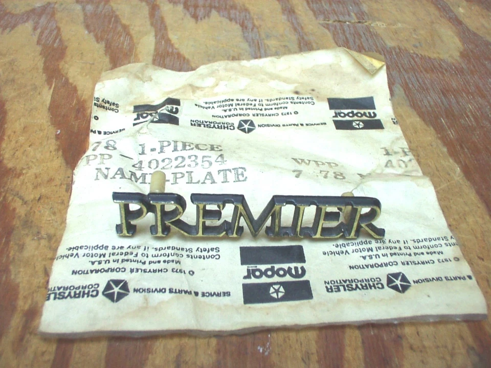1977 1978 1979 1980 Plymouth Volare "PREMIER" nameplate Mopar #4022354 NOS! - Image 1 of 1