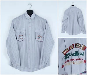 Mens Shirt XL Size Vintage Grey Striped Dress Casual Top - Picture 1 of 10