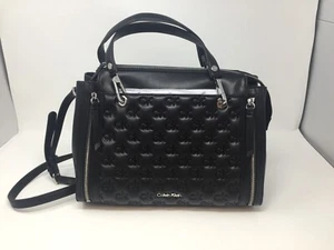 Calvin Klein Bubble Lamb Novelty Organization Satchel Black Silver Puffy Logo - Picture 1 of 7